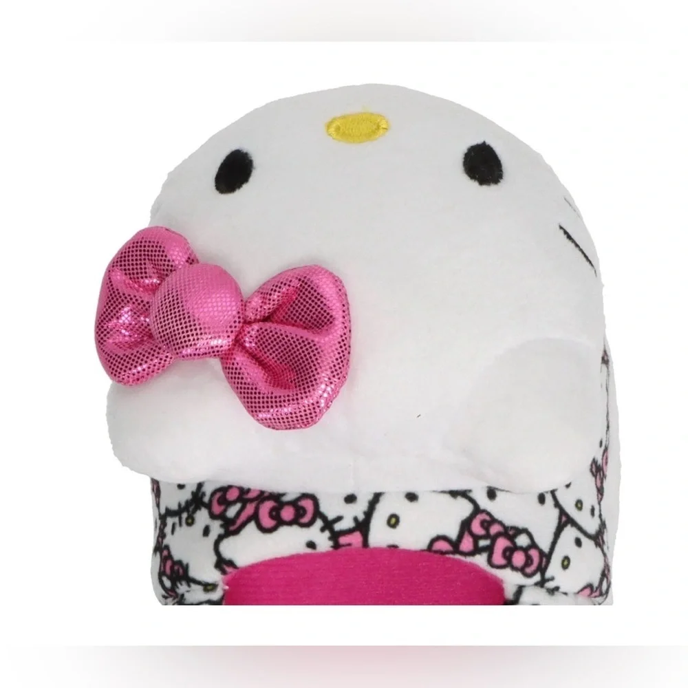 Hello Kitty White Plush Baby Slippers with Pink Bows